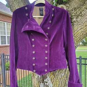 Lucky Brand Velvet Military Jacket Large Like New!